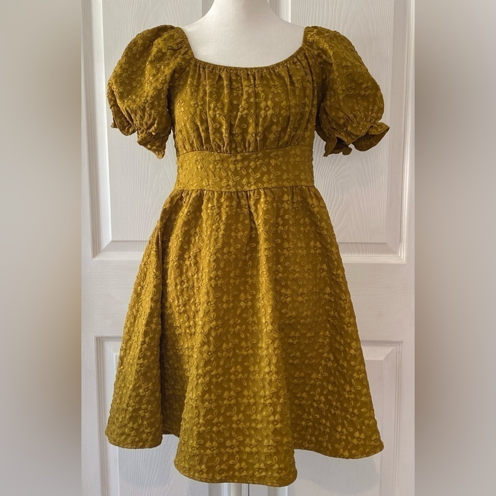 YI MEI ER Women’s Puff Sleeve Empire Waist Mini Dress Size S